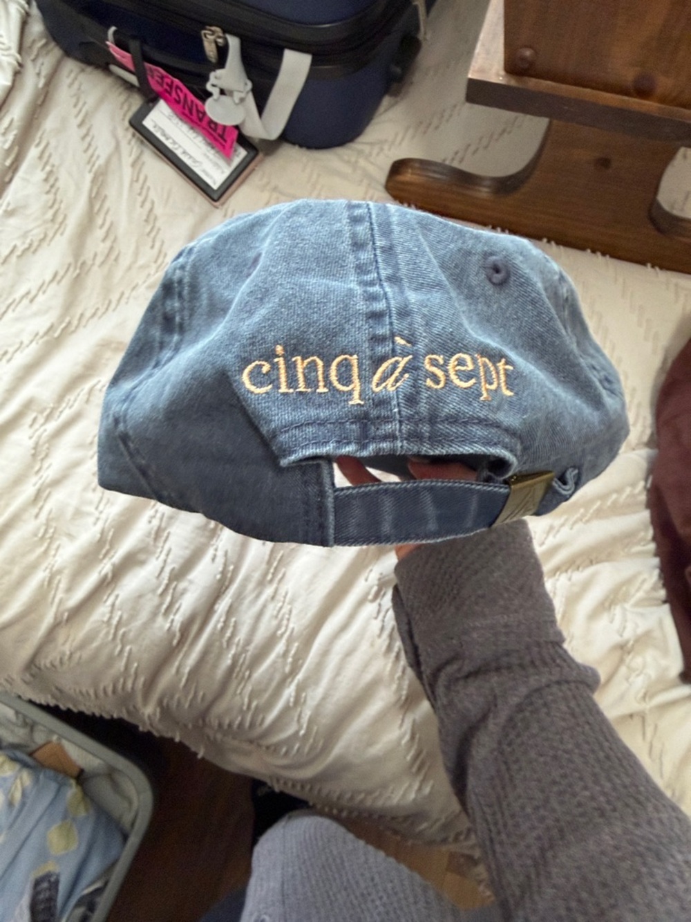cinq a sept Blue Denim Heart Embroidered Baseball Cap - Picture 2 of 2